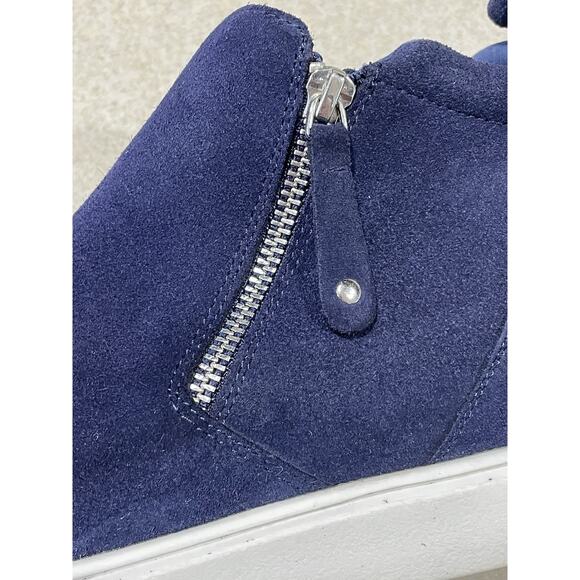 Steve Madden Silya Wedgie High Top Blue Suede Sneaker Women’s 9.5 Side Zippers - Picture 8 of 11
